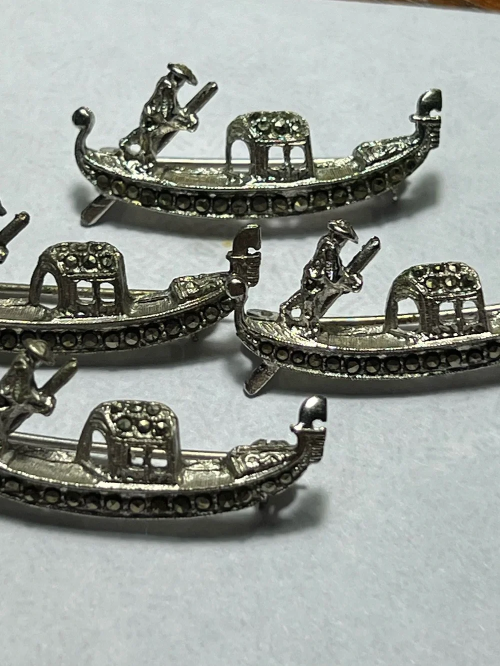 Sterling Silver Venetian Gondola Pin Set